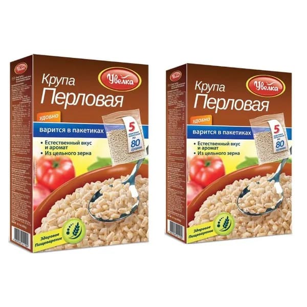 Увелка Перловая крупа для варки в пакетиках, 5 пакетиков по 80 гр., 2 уп.