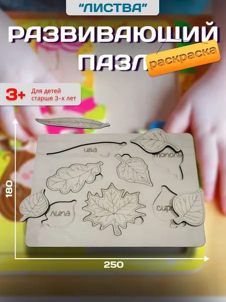 Развивающий пазл,раскраска,листья