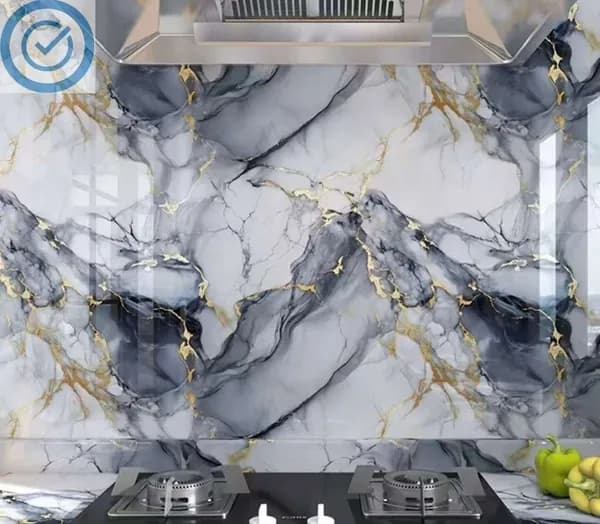 Эксклюзивные моющиеся обои для кухни 30x30 см с фольгой, 10 самоклеющихся панелей