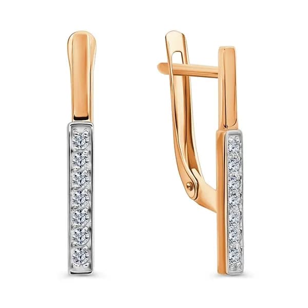 Серьги женские с фианитами из красного золота 375 пробы 585GOLD