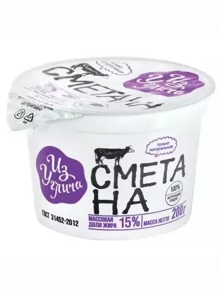 Сметана 15% Из Углича БЗМЖ 200 г