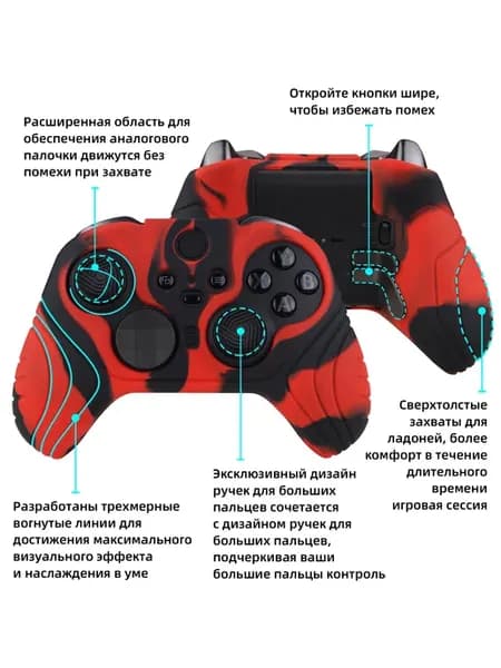 Чехол силиконовый для Xbox Elite Series 2 Core, красный