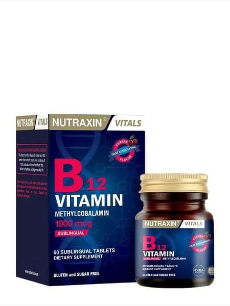 Nutraxin Vitamin B12 60 таблеток, поддержка энергии, нервной системы и обмена веществ