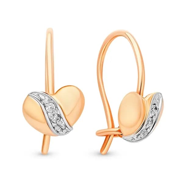 Серьги детские с фианитами из красного золота 375 пробы 585GOLD