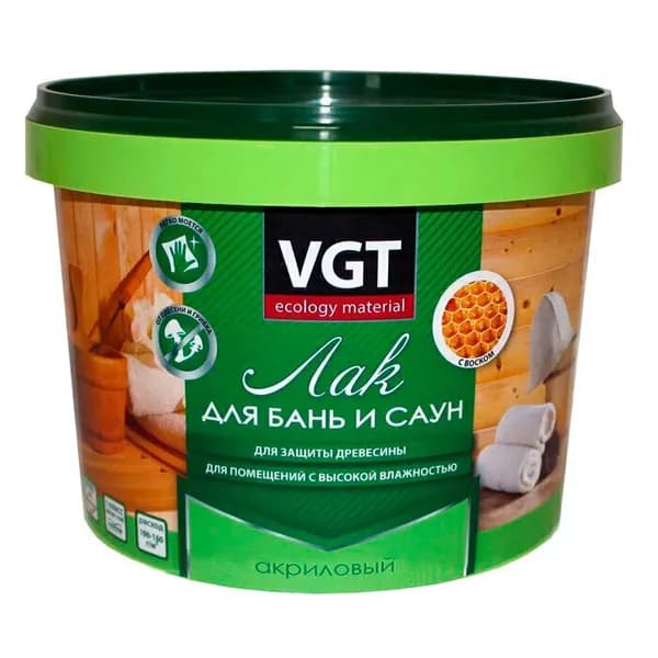 Лак акриловый для бань и саун ВГТ/VGT, 0.9 кг