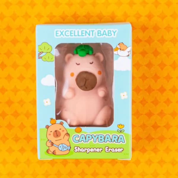 8909 Точилка+ластик Капибара с черепахой, игрушка подарок для детей