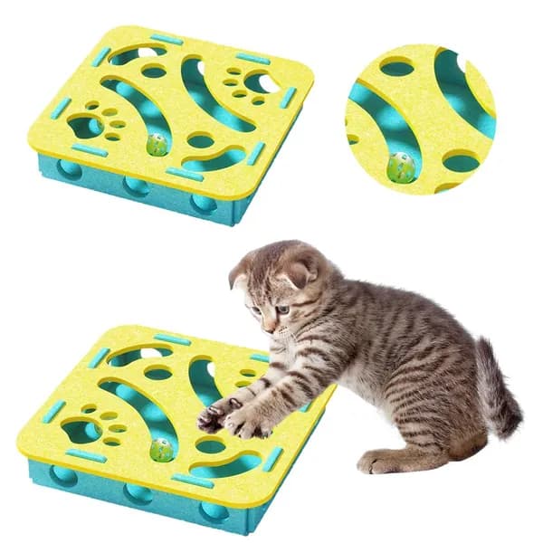 Игрушка-лабиринт для кошек из фетра жёлтого цвета, 300 300 75 мм
