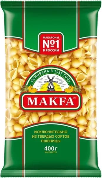 Makfa Макароны Ракушки 400 гр, 1 уп