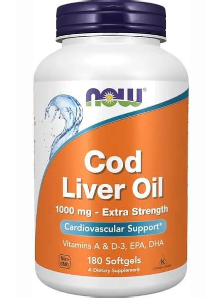 Рыбий жир из печени трески 1000 мг Cod Liver Oil 180 капсул (NOW)