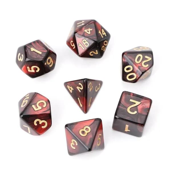 7шт/набор Акриловые многогранные кубики D4-D20 для TRPG, Черный