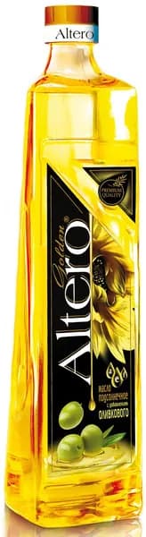 Масло подсолнечное Altero Golden с добавлением оливкового масла рафинированное дезодорированное, 810мл