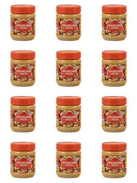 Азбука Продуктов Паста арахисовая кремовая Кранчи, 340 г, 12 шт