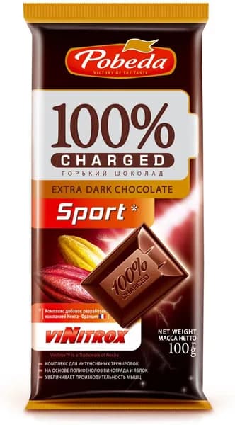 Шоколад Победа вкуса горький "Чаржед" "Спорт", 100г