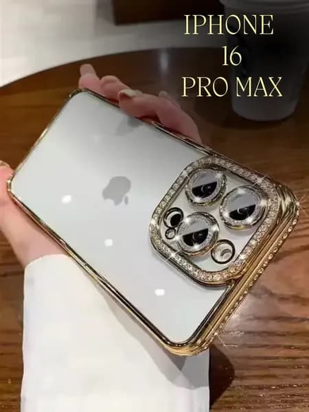Чехол со стразами на iPhone 16 Pro Max золотистый