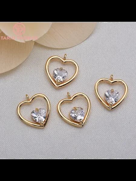 Подвески из латуни с цирконом 6 шт