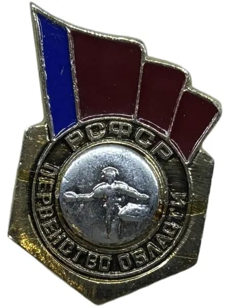 Знак Первенство области РСФСР. Теннис настольный. Накладной. Советский значок