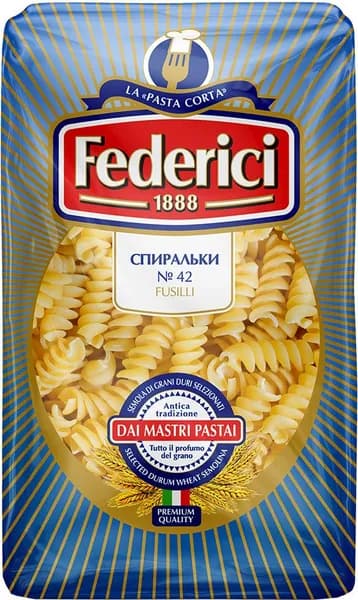 Макароны Federici Fusilli спирали №42, из твёрдых сортов пшеницы, 500 г