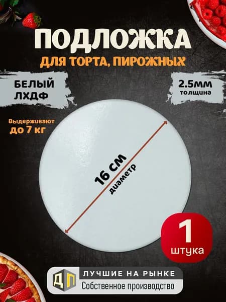 Подложка для торта винил из ЛХДФ 16см 1 штука