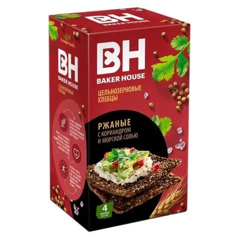 Хлебцы BAKER HOUSE Скандинавские цельнозерновые ржаные 180 г (19927)