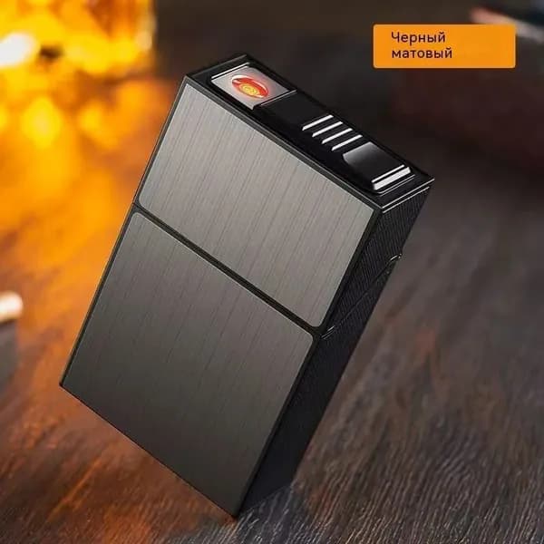 Портсигар для 20 сигарет 90 мм с USB зарядкой и магнитной застежкой из алюминия