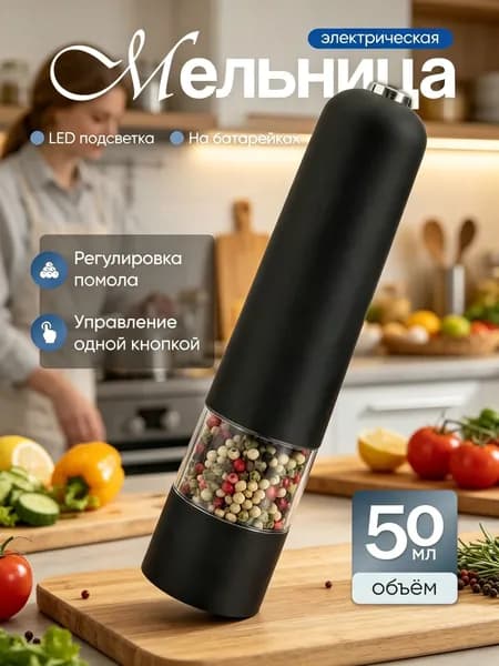 Мельница для перца электрическая 50 мл - перцемолка / измельчитель для специй / электромельница