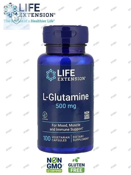 Life Extension, L-глютамин, 500 мг, 100 вегетарианских капсул