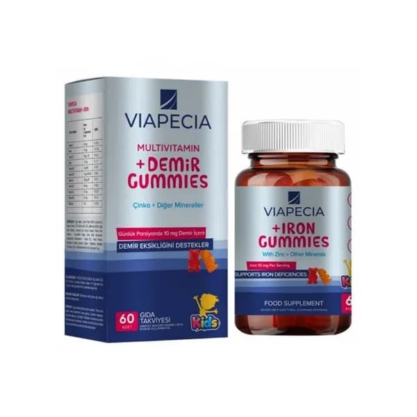 Viapecia Kids Мультивитамины + Железо 60 жевательных конфет подкрепление