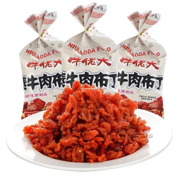 Лапша из пшеничной клейковины Ню Лао Да со вкусом говядины острая пикантная закуска ностальгия 30 шт