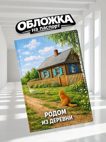 Обложка на паспорт прикольная Родом из деревни 1 (П-035)