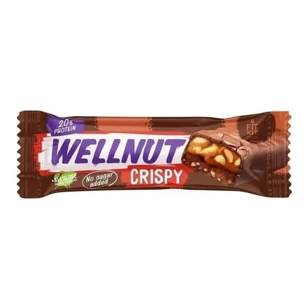 Батончик Fitkit Wellnut арахис-карамель протеиновый в глазури 45 г