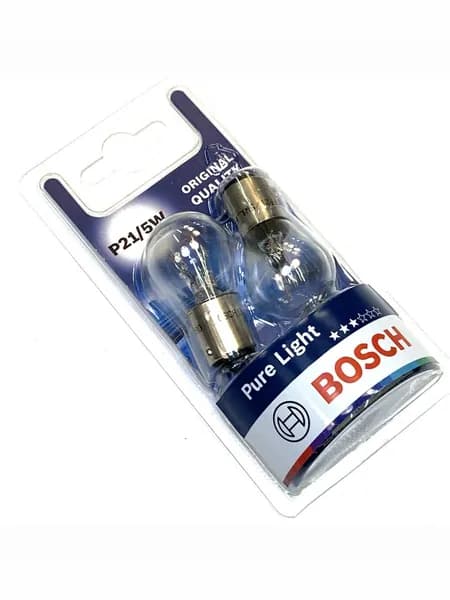 Лампа Bosch Pure Light P21/5W 12V BAY15D, 1987301016, 2шт. в блистер-упаковке