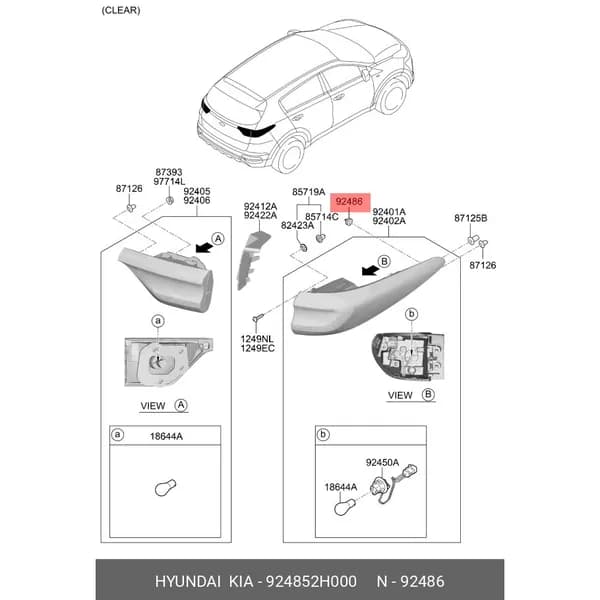 Клипса крепления фары i30 12,grand santa fe,new avante,ceed 12,carens 15,rio 11,optima 16 HYUNDAI-KIA-MOBIS 924852H000