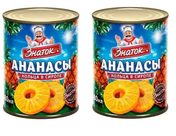Знаток Ананасы кольца, 565г, 2 шт