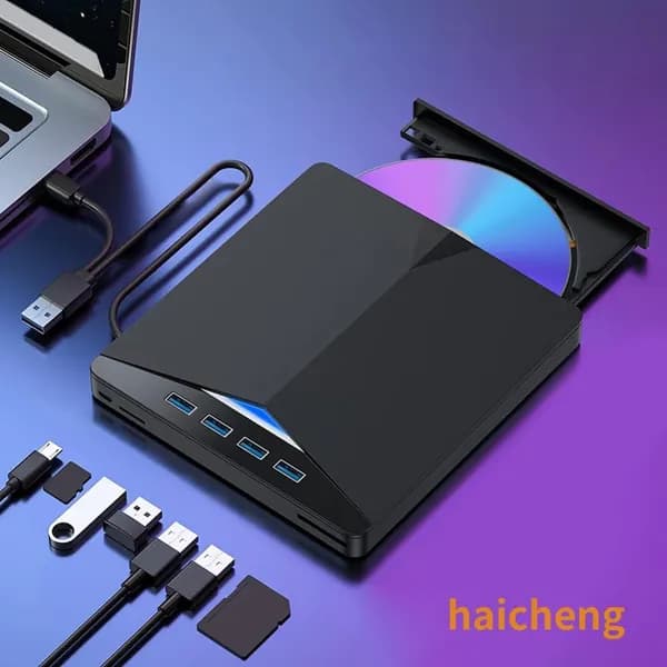 Внешний CD/DVD-привод 7 в 1, USB 3.0 и Type-C, совместим с Windows/Linux