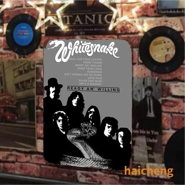 Металлическая картина прямоугольная 30 20 см с изображением группы White Snake