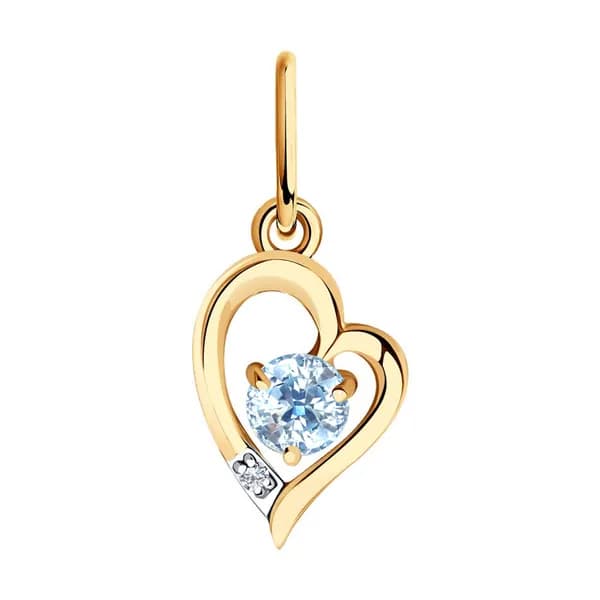 Золотая подвеска DIAMANT-ONLINE с топазом и фианитом 585 пробы