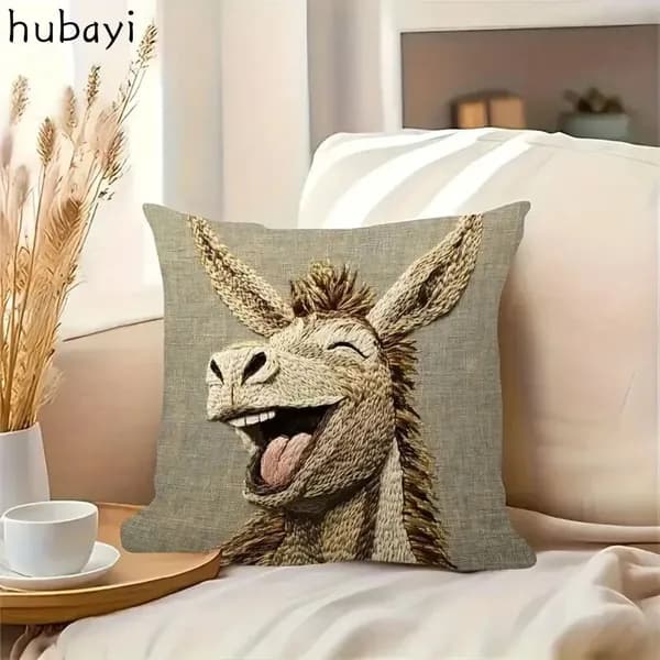 Наволочка 45x45 см 1 шт велюр искусственный, серый животные
