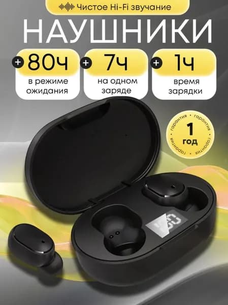 Наушники беспроводные с микрофоном, Bluetooth, microUSB, черный матовый