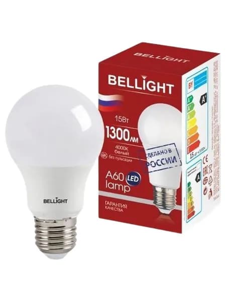 Лампа светодиодная LED 15Вт Е27 A60 220В 1300Lm 4000К 88297794 BELLIGHT (1 шт)