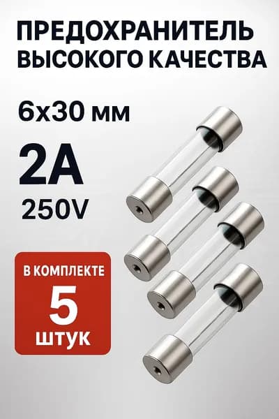 Предохранитель стеклянный с плавкой вставкой 6x30 2A