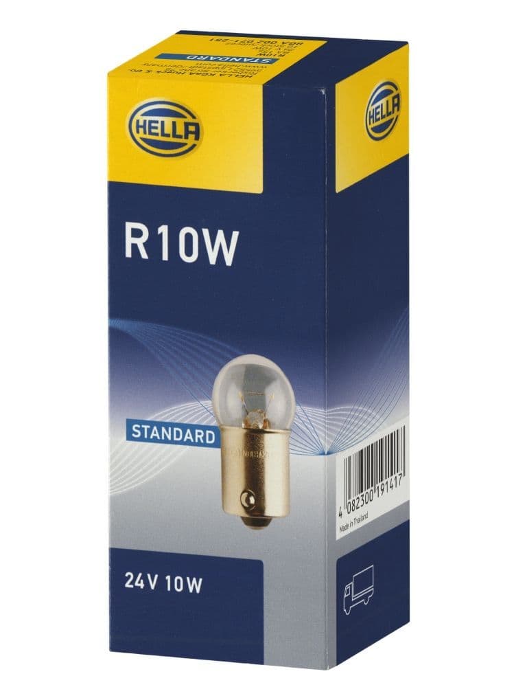 Лампа 12V 10W BA15s R10W 1 нит. белая (HELLA/BEHR/PAGID)