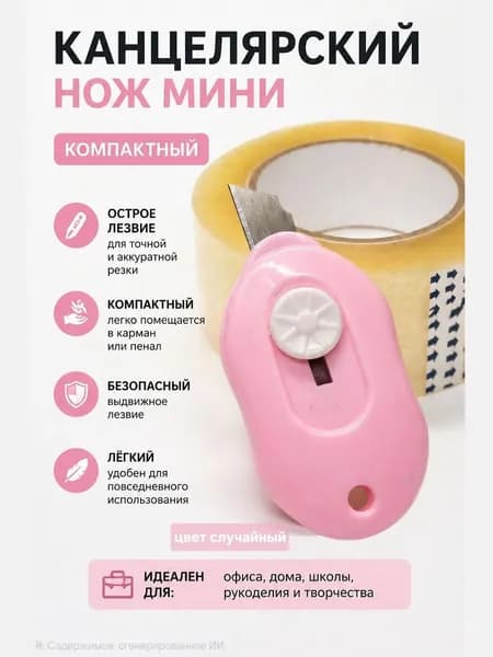 Нож канцелярский мини, острый ,с лезвием 9мм