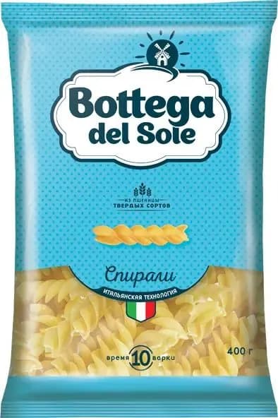 Итальянские макароны "Спирали" из твёрдых сортов пшеницы, Bottega del Sole, 400 г