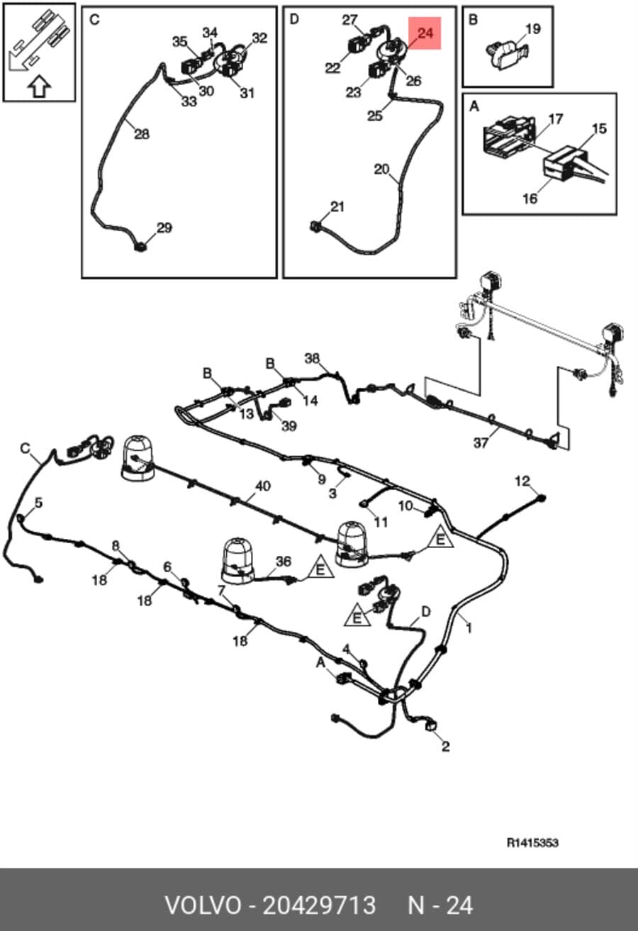 монтажный комплект дополнительной фары volvo (VOLVO 20429713)