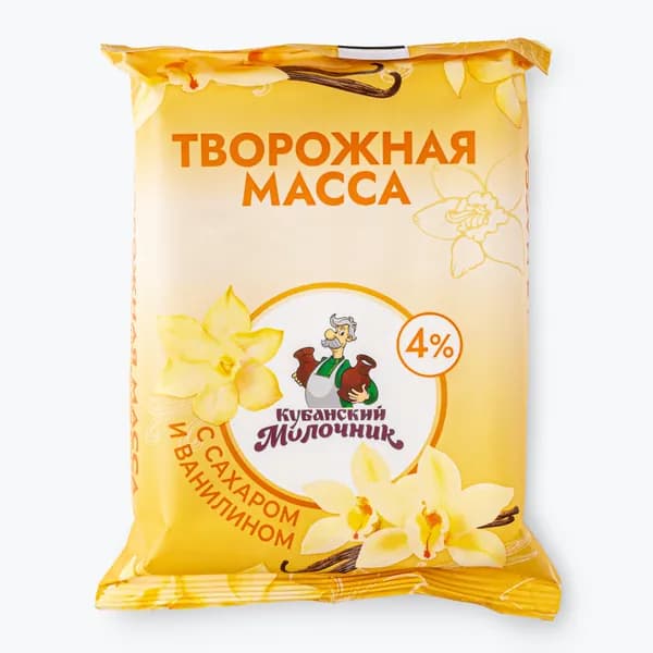 Творожная масса с сахаром и ванилином 4% , 180 г, Кубанский молочник
