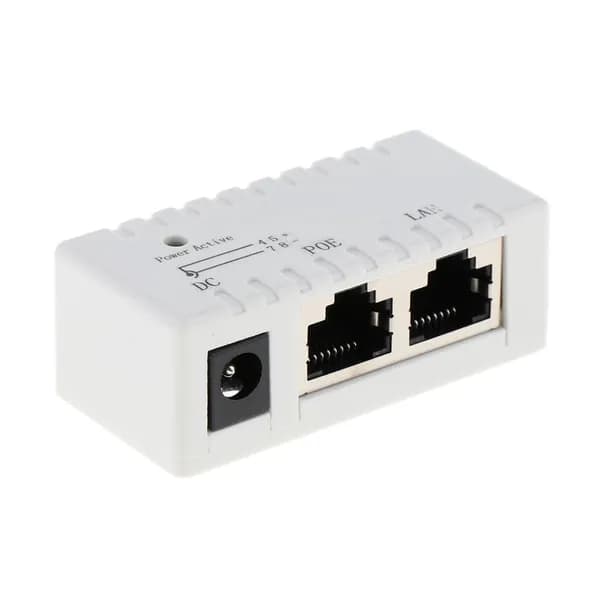 Адаптер питания PoE для IP-камер, белый, с разъемами для сети LAN, 10-100 Мбит/с