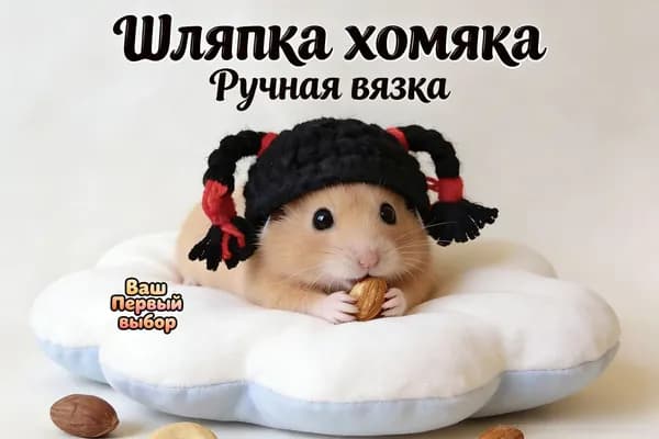 Вязаная шапочка для маленьких питомцев ручной работы