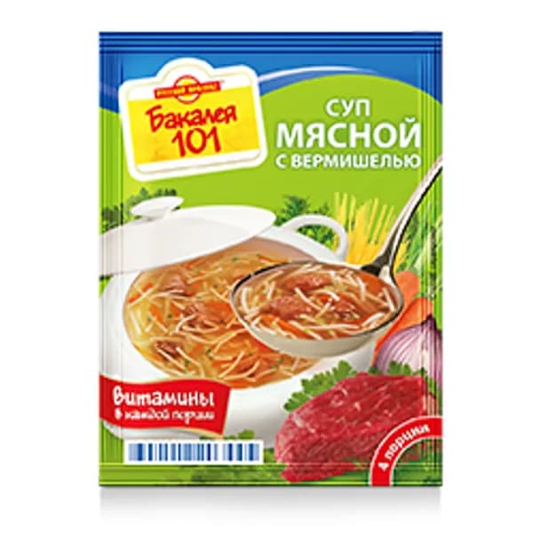 Суп Мясной Бакалея 101 с вермишелью быстрого приготовления 60 г