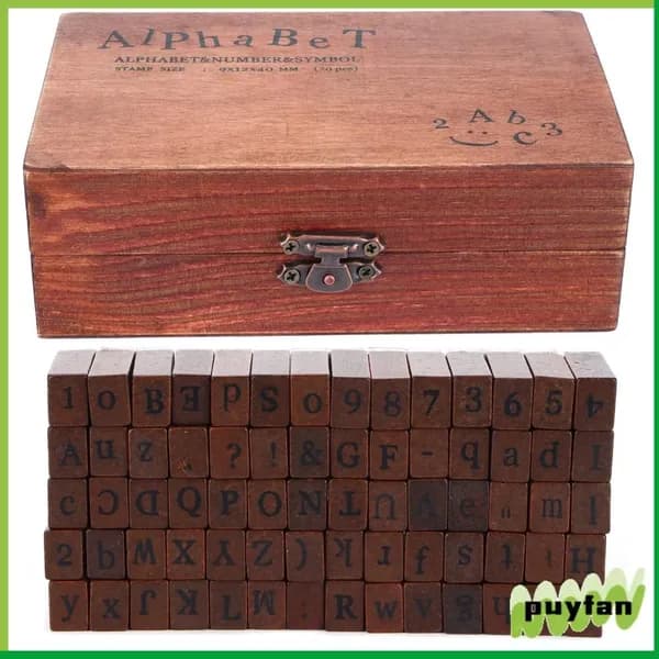 70 штампов, винтажный деревянный набор букв и цифр, для DIY и художественных работ, отличный подарок детям