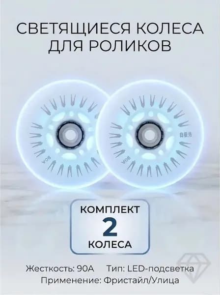 Светящиеся колеса 80 мм для роликов, детского самоката с подшипниками ILQ-9 (2шт)